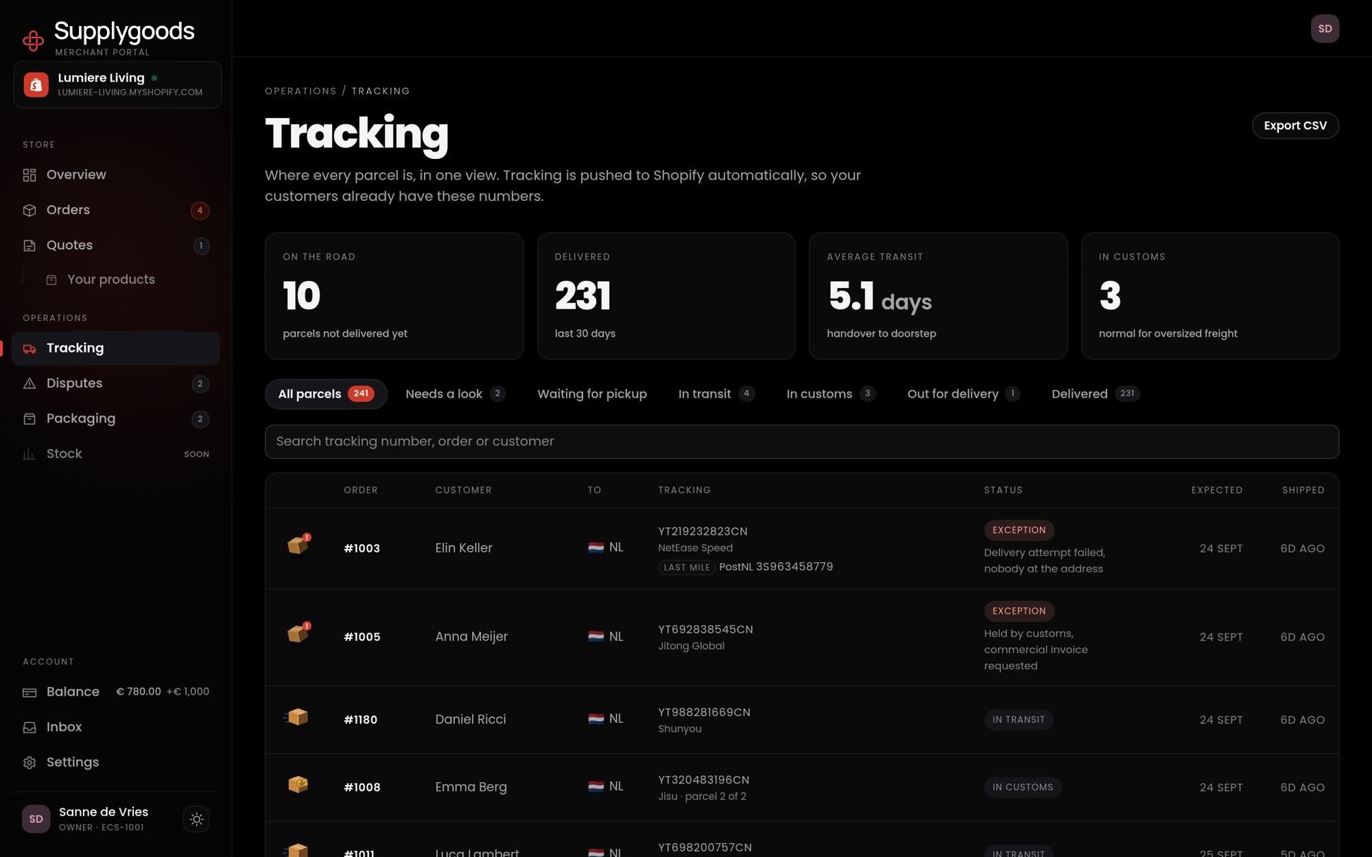 Every parcel in one list